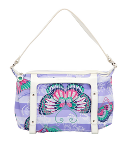 Butterly Printed Shoulder Bag, Canvas, Purple, AU-22 6225, 2*